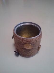 麻紐ボタン小物入れ②
